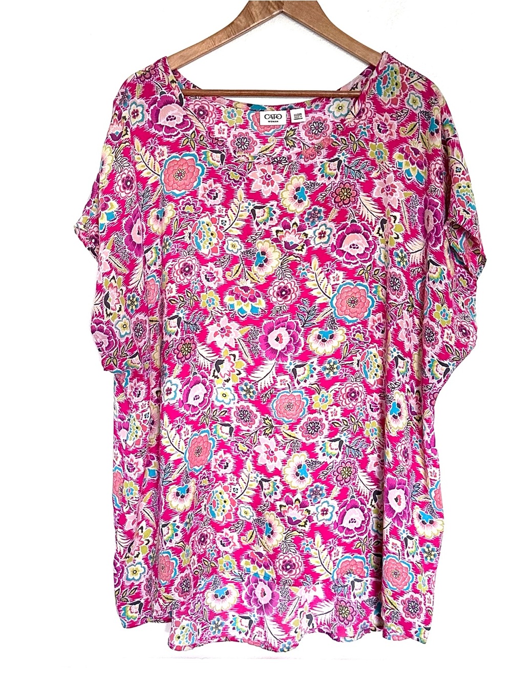 Cato Plus Shirt Women’s Size 22/24W Floral Boho Sheer Pullover Blouse Top